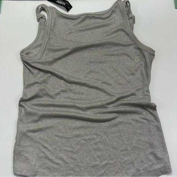 White House Black Market Shimmering Gray Knit Tank Top XS NWT - Picture 2 of 3